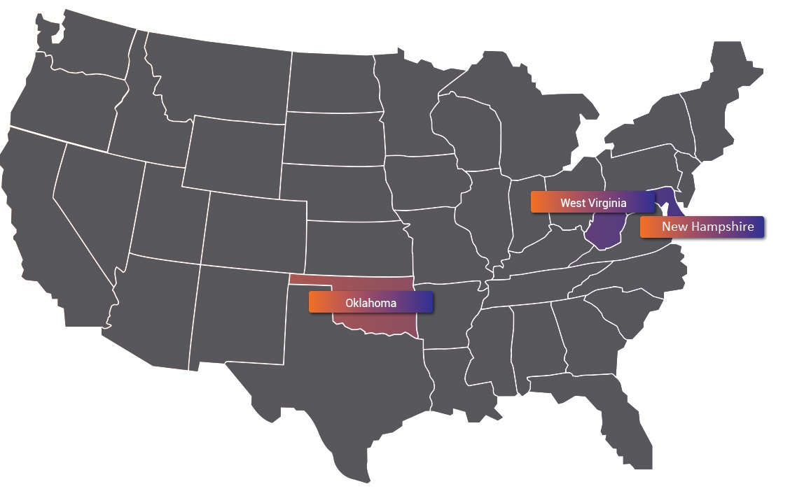 Западная вирджиния, Оклахома и Нью Гемпшир